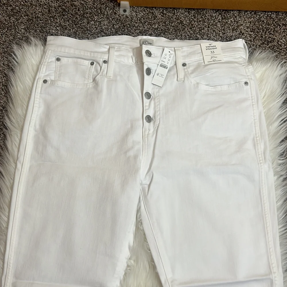 NWT J. Crew 10” Vintage Straight White Jeans 33